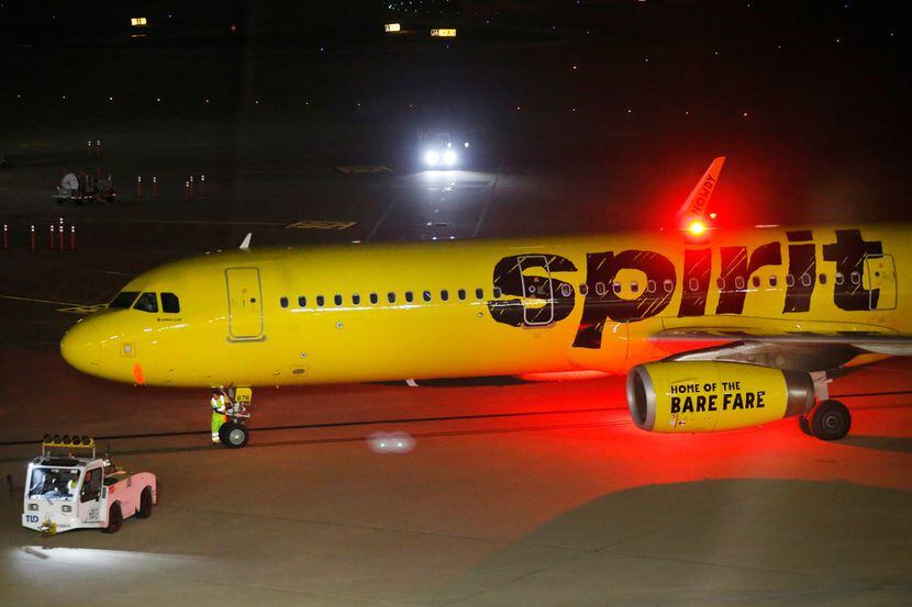 Un avión Boeing 737 de Spirit Airlines en el Aeropuerto Internacional DFW.