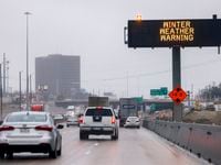 A TXDOT sign warns of winter weather along I-635 in Dallas, Monday, Jan. 30, 2023. North...