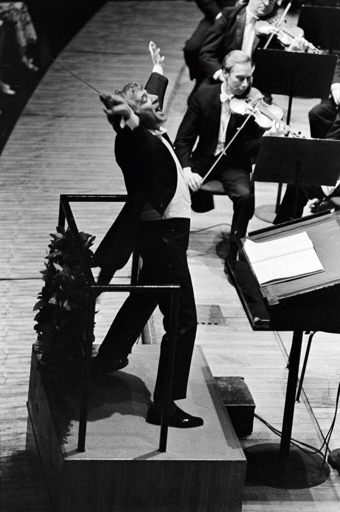 Leonard Bernstein conducts the New York Philharmonic in 1969.  