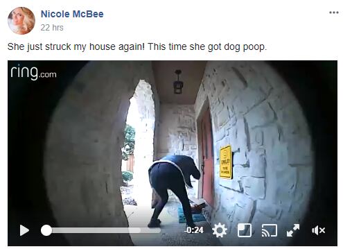 Nicole McBee captured footage of a thief with her doorbell camera.