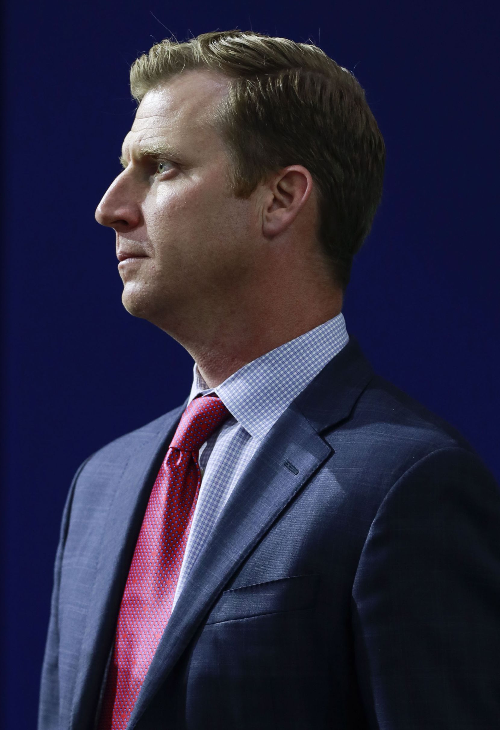 Southern Methodist University's head football coach, Rhett Lashlee speaks with people in attendance of the news conference in Dallas on Tuesday, Nov. 30, 2021. Lashlee was Southern Methodist University's former offensive coordinator football coach in 2018 and 2019 before going to the University of Miami for two seasons. (Rebecca Slezak/The Dallas Morning News)