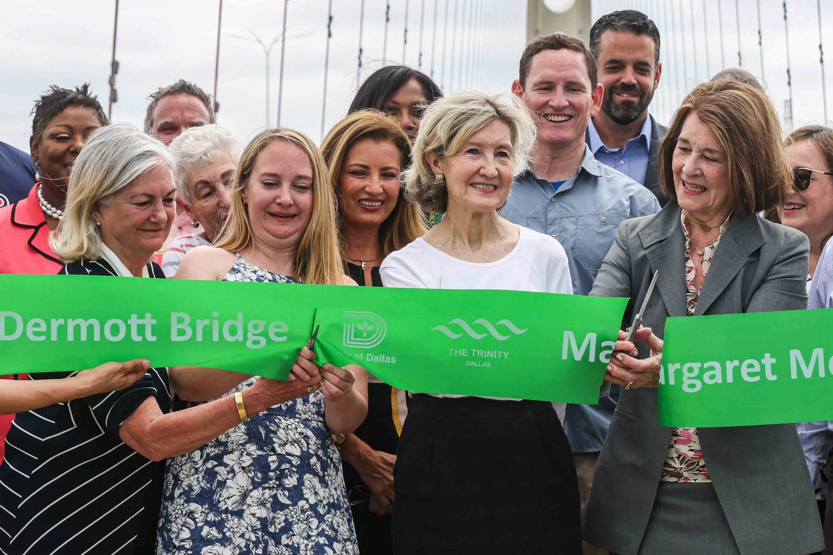 A ribbon cutting on Thursday celebrated the opening of the eastbound and westbound pedestrian and bicycle lanes of the Margaret McDermott Bridge in Dallas.