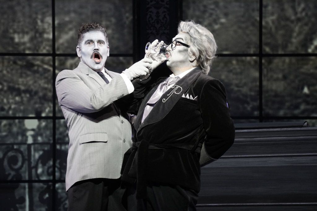 Andrew Wilkowske as Dr. Malatesta and Burak Bilgili as Don Pasquale, in a dress rehearsal...