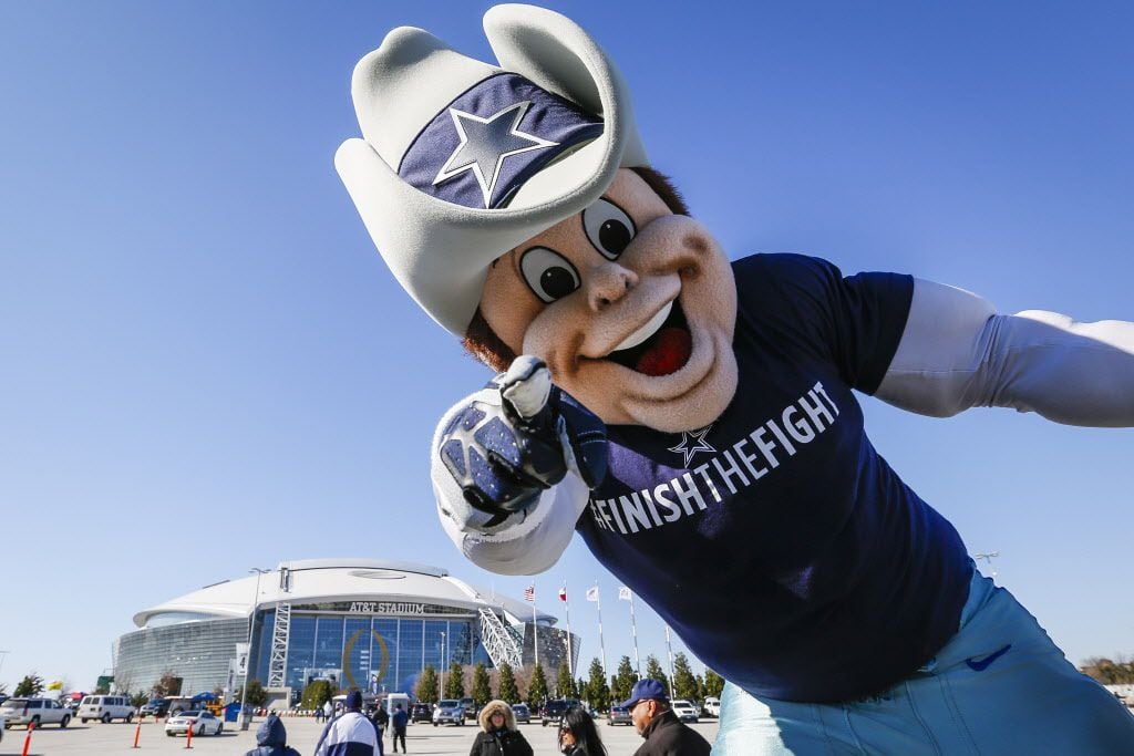 Dallas Cowboys mascot Rowdy cruises the parking lots greeting tailgaters before an NFL...