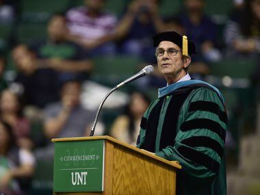 University of North Texas System chancellor Lee Jackson speaks at the 2015 UNT commencement,...