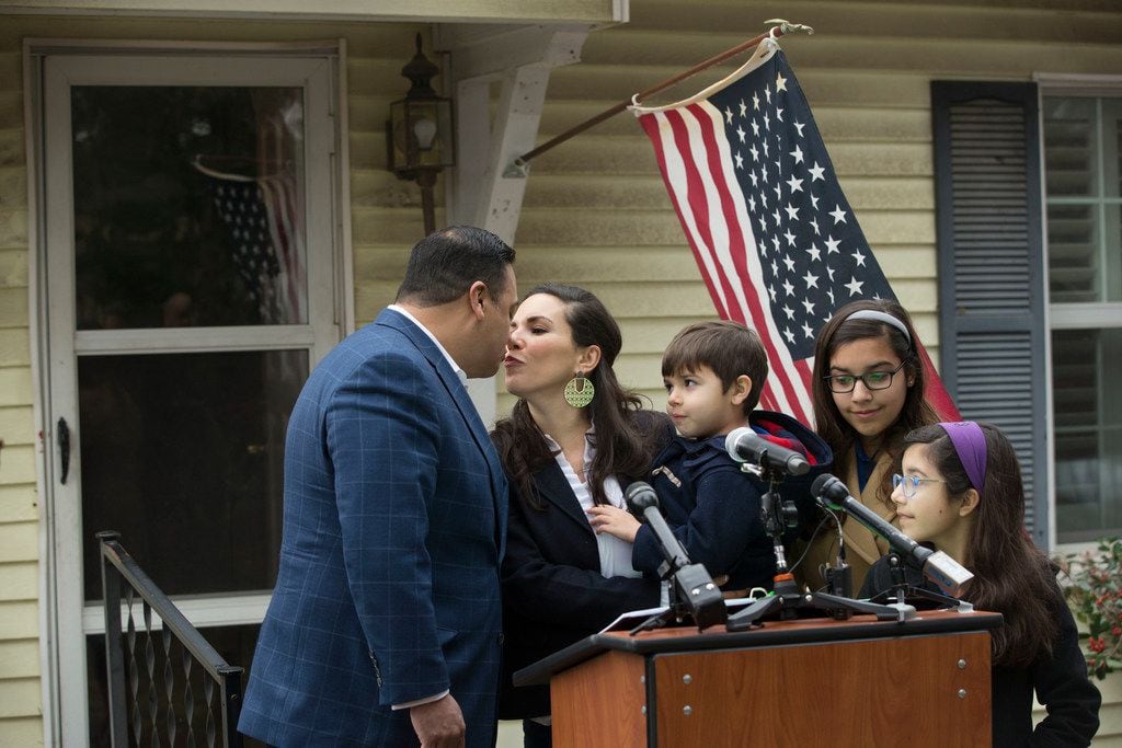 Jason Villalba's wife, Brooke, their son George, 5, and daughters Sophia, 12, and Elena, 9,...