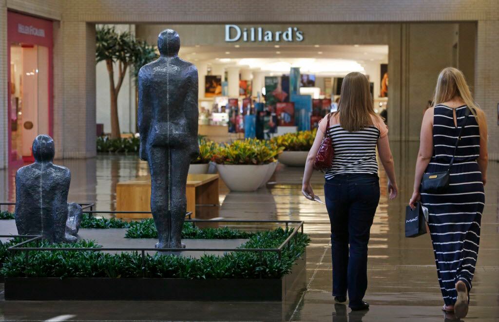 The sculpture "Three Places" (1984) by Antony Gormley is pictured at NorthPark Center in...