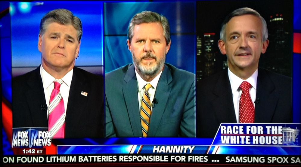 Sean Hannity, Jerry Falwell Jr. and Robert Jeffress were on Fox News Friday night.