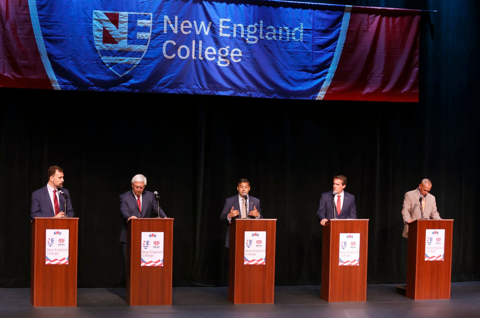 New Hampshire Republican U.S. Senate candidates from left Bruce Fenton, Chuck Morse, Vikram...