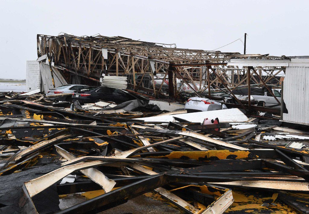 A destroyed building at Rockport Airport after heavy damage when Hurricane Harvey hit Rockport, Texas on August 26, 2017.  
Hurricane Harvey left a trail of devastation Saturday after the most powerful storm to hit the US mainland in over a decade slammed into Texas, destroying homes, severing power supplies and forcing tens of thousands of residents to flee. 