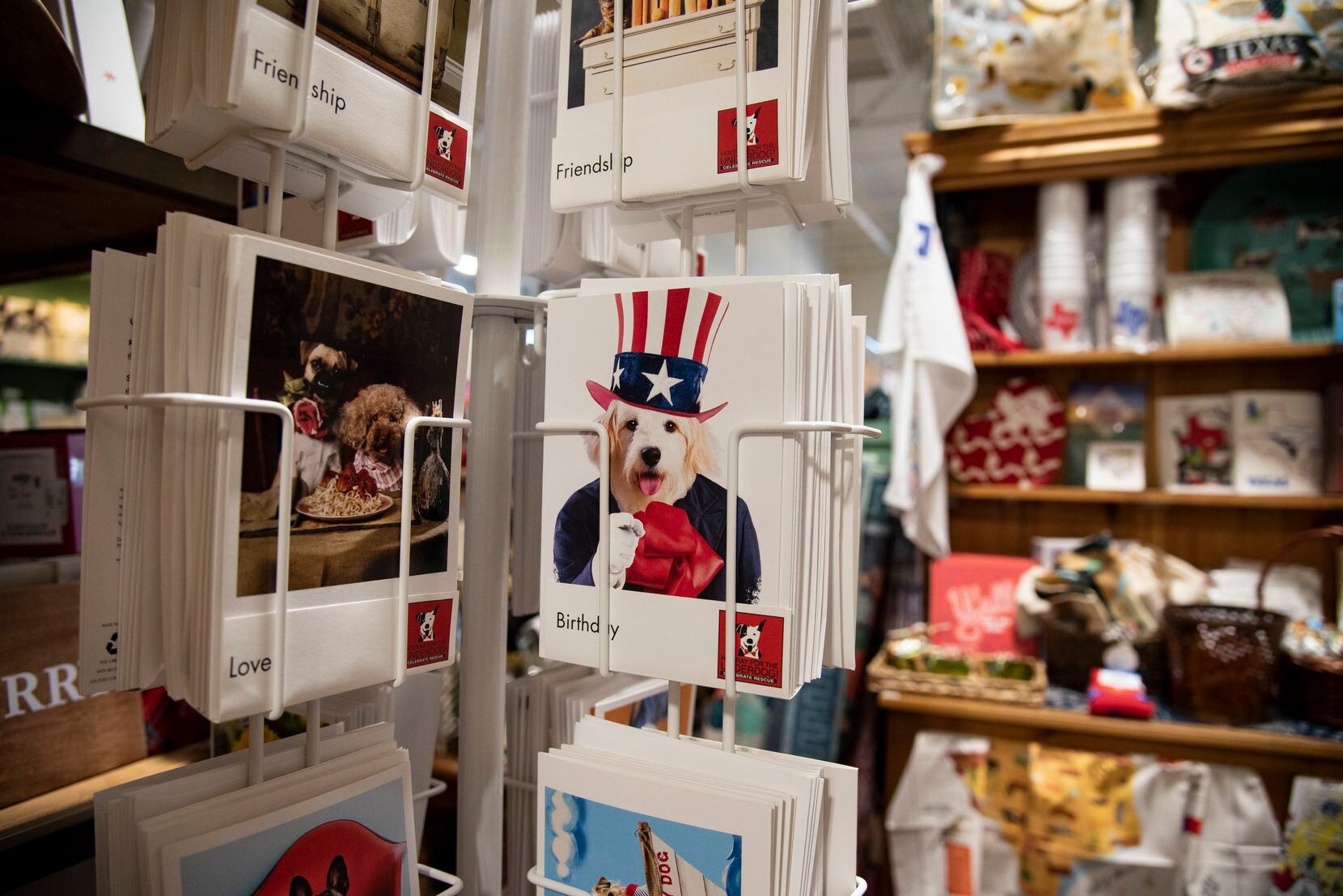Greeting cards at The Sample House in the Preston Oaks Shopping Center in Dallas, This store...