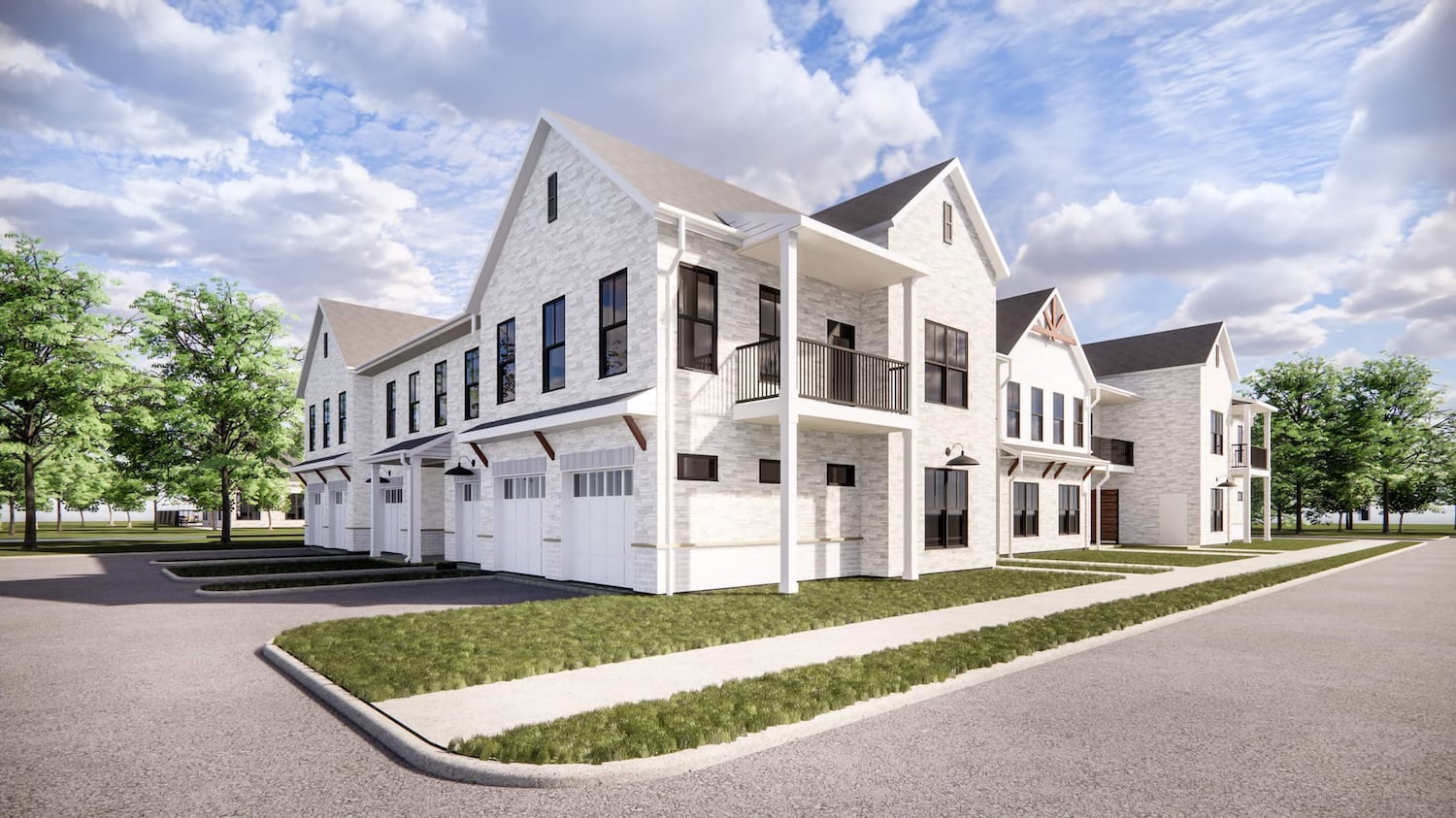 The townhome-style rental community will include 22 apartment buildings plus a clubhouse.