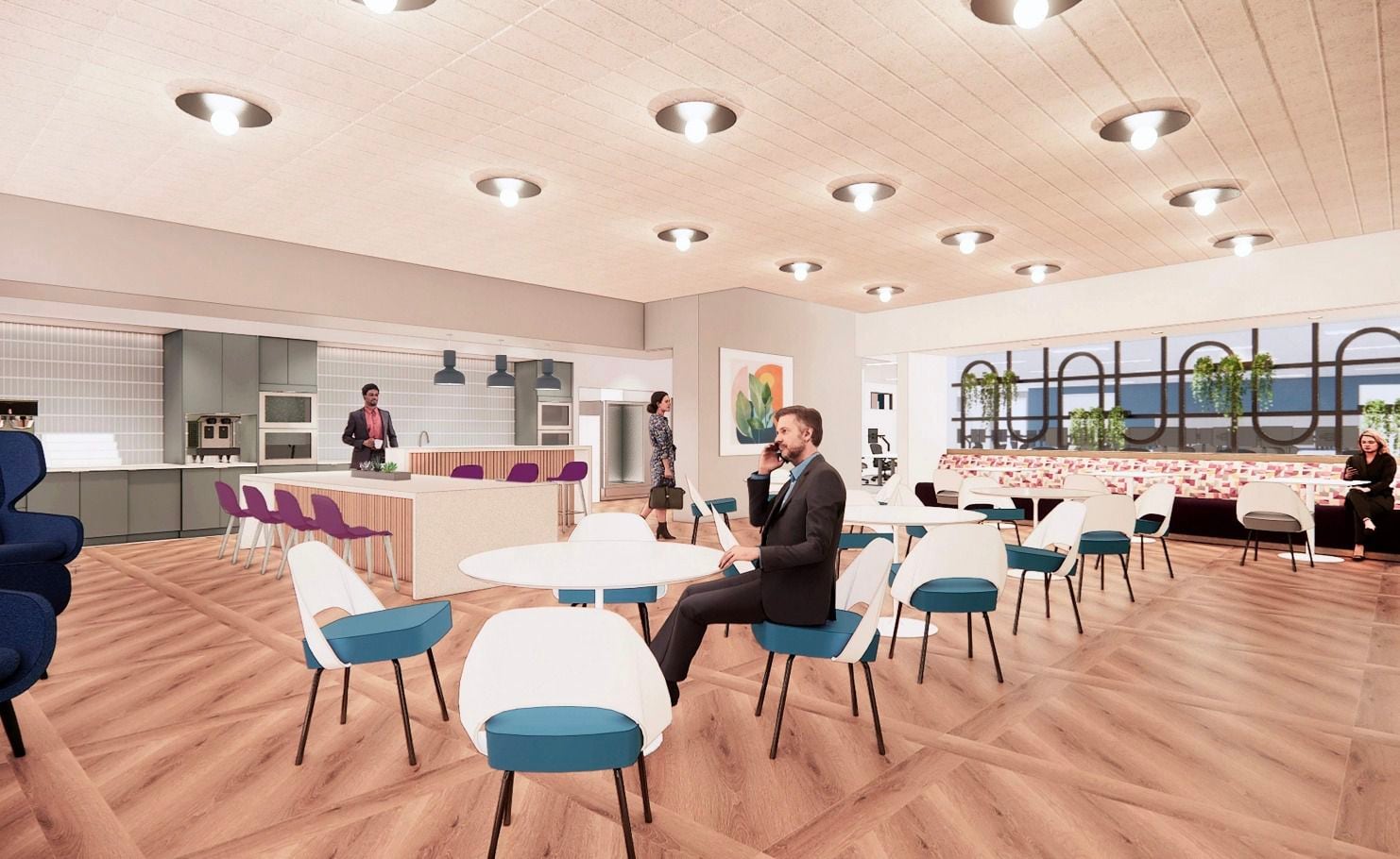Rendering of the A2 work cafe