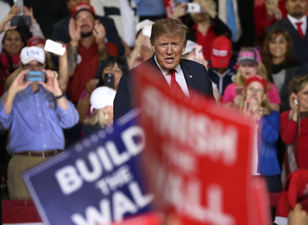 Trump speaks during a rally at the  El Paso County Coliseum on February 11, 2019 in El Paso, Texas. 