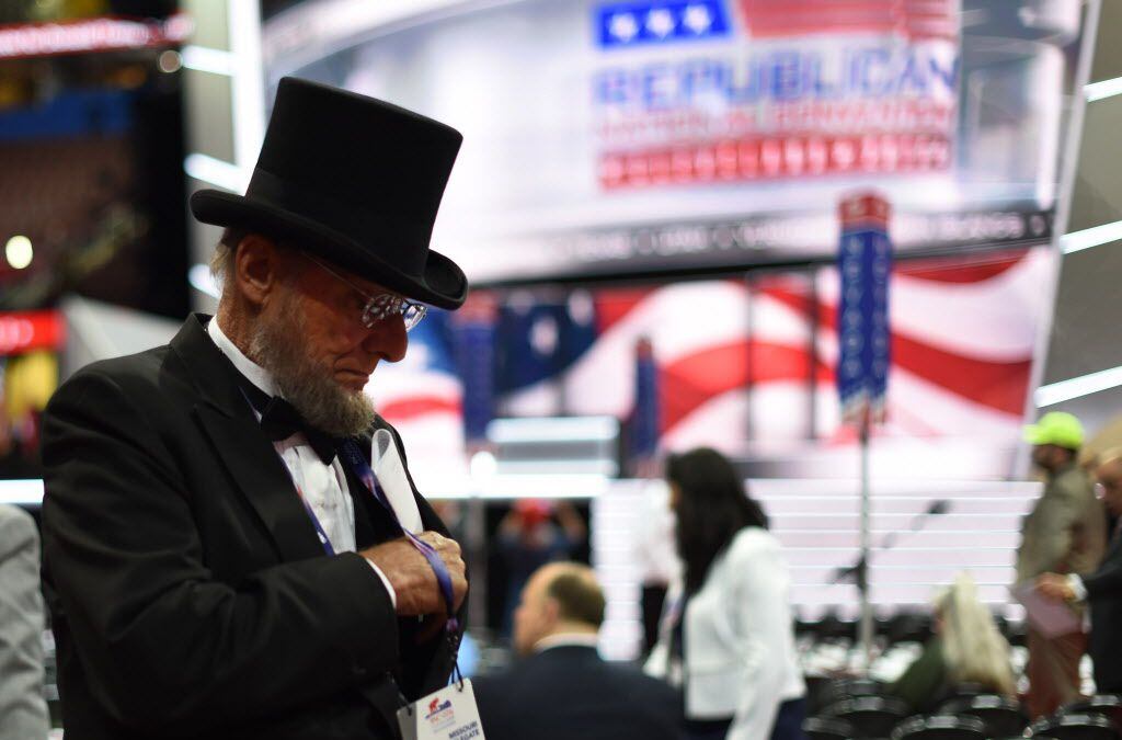 A Missouri delegate arrived on the first day of the Republican National Convention in...