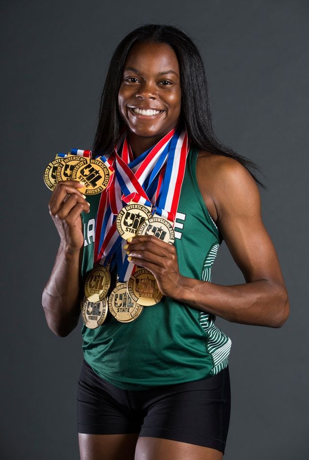 Mansfield Lake Ridge senior Jasmine Moore poses for a portrait at The Dallas Morning News on...