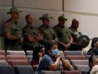 In this July 18, 2022, file photo, Parents, family members and Texas State Troopers attend a...