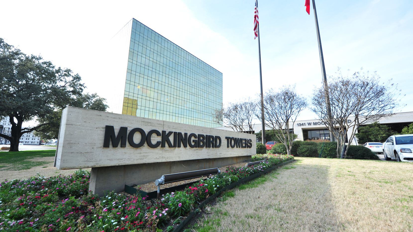 The two-building Mockingbird Towers is between Stemmons Freeway and Love Field.