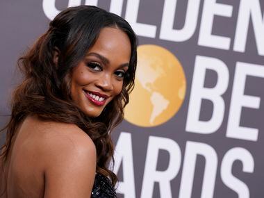 Rachel Lindsay arrives at the 80th annual Golden Globe Awards at the Beverly Hilton Hotel on...