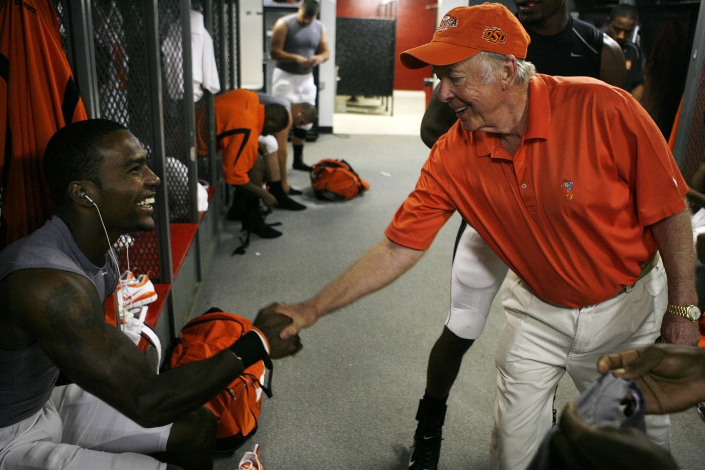 T.Boone Pickens Jr. shook Dez Bryant's  hand as he made the rounds greeting all Oklahoma...