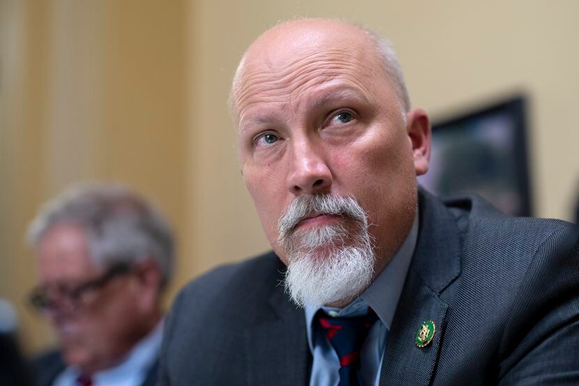 Rep. Chip Roy, R-Texas, a member of the conservative House Freedom Caucus, listens as the...