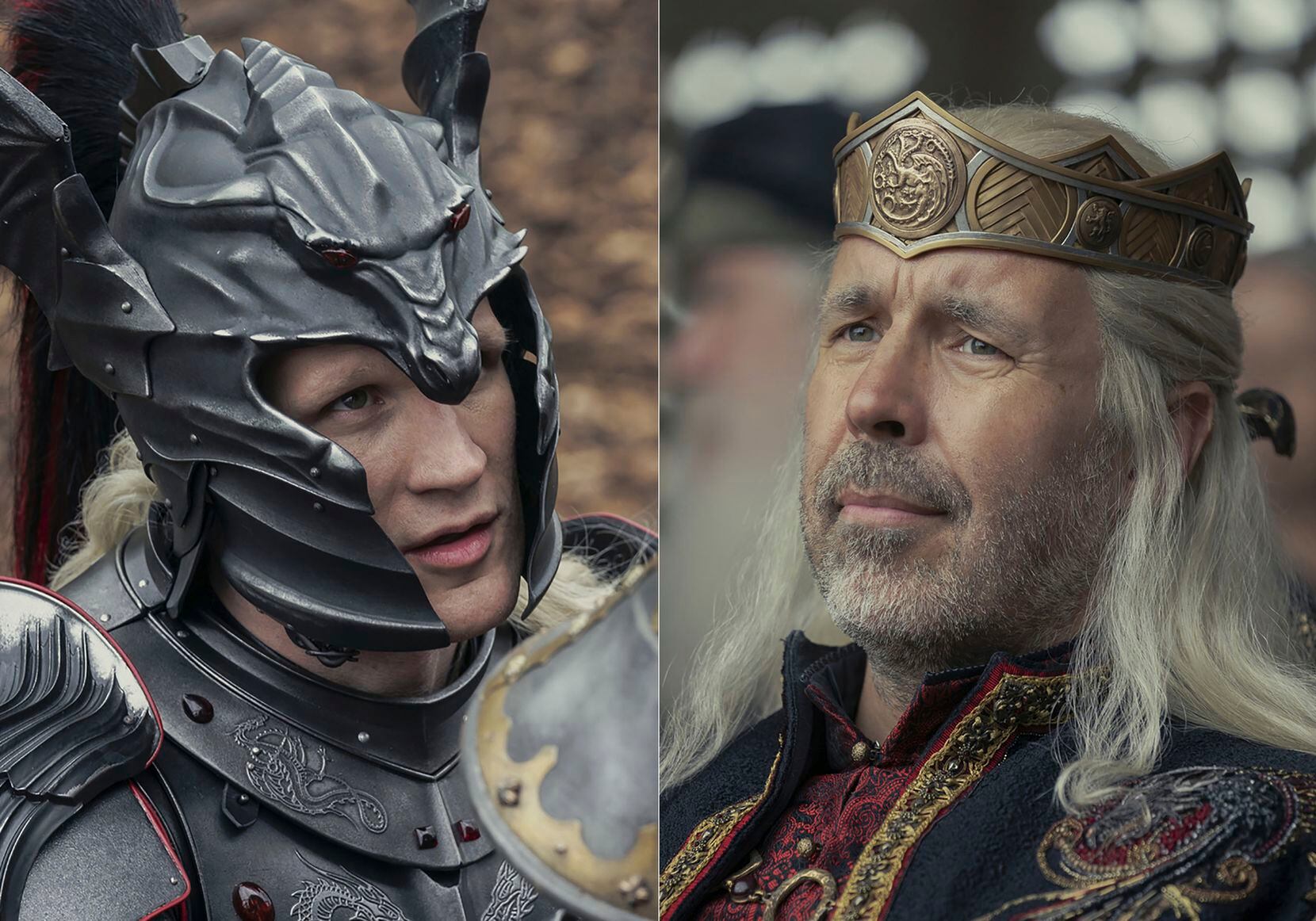 En esta combinación de fotos difundidas por HBO Max, Matt Smith como Daemon Targaryen,...