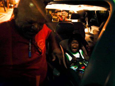 After weeks of not leaving his father's side, Jordan Miller, 2, cries when he leaves The...
