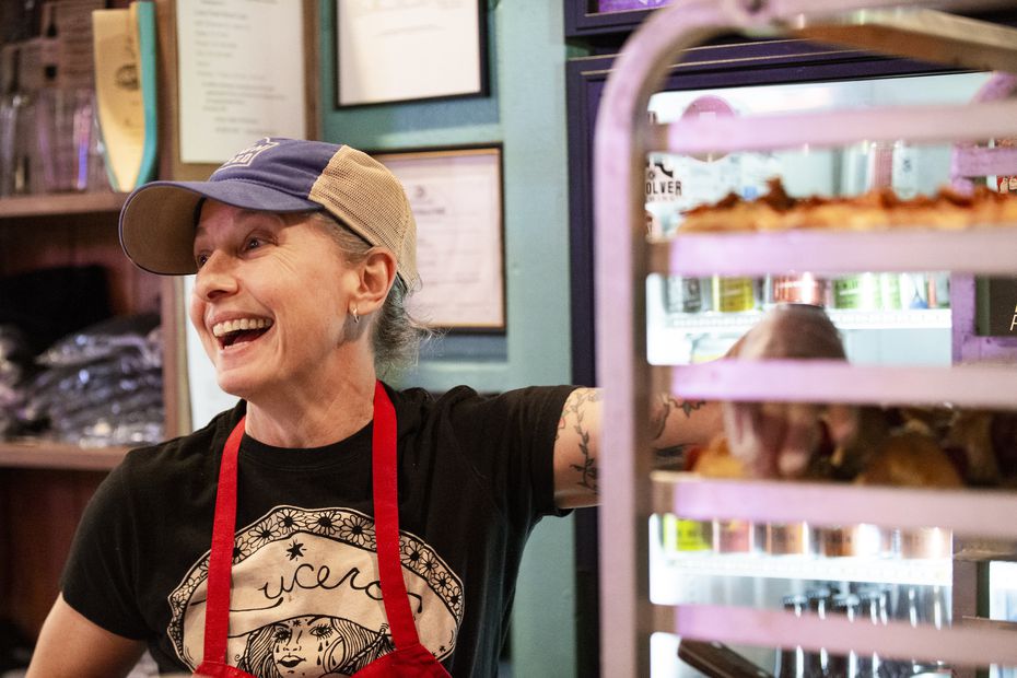 Katherine Clapner, the owner/chef of Dudem Sweet Chocolate, prepares orders during a pop-up event at The Slow Bone in Dallas.