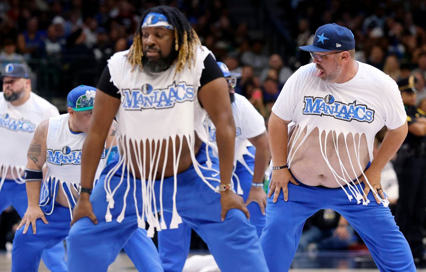 The Mavs ManiAACs perform during a second half timeout in the Miami Heat game at American...