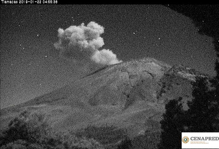 Foto de la erupción del Popocatepetl del martes, 22 de enero. (Cortesía: CENAPRED)
