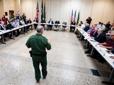 U.S. Border Patrol, RGV Sector, Chief Manuel Padilla makes a presentation to roundtable...