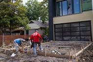 Construction continues at a new house on N Prairie Avenue in east Dallas on Tuesday, July...