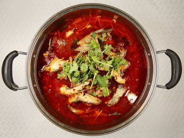 Fish hot pot at Fish House Family Cuisine, a Sichuanese restaurant in Plano