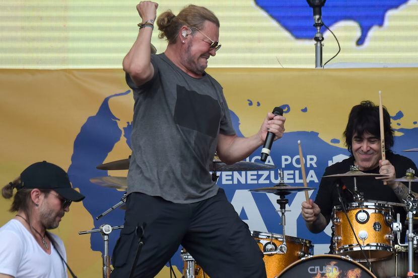Mexican rock band Mana performed during the "Venezuela Aid Live" concert, organized to raise...