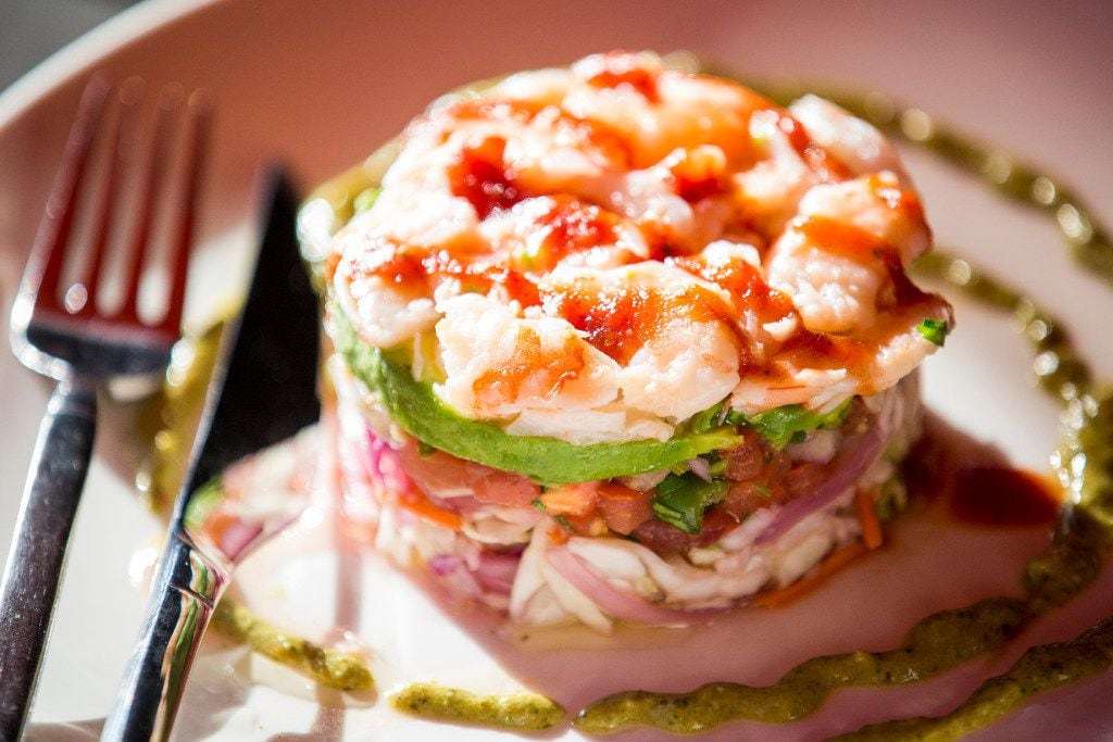 Beto & Son's Gulf of Mexico ceviche tower is artfully plated.