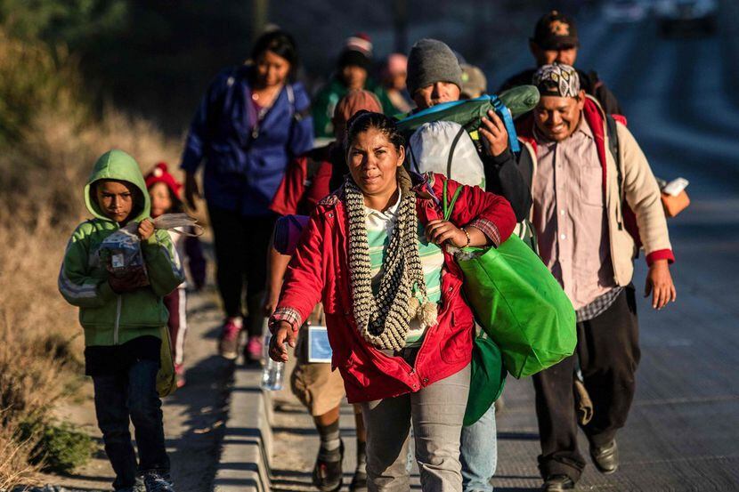 Central American migrants taking part in a caravan to the U.S. arrive in Tijuana, Mexico,...