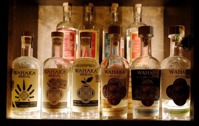Some of Wahaka's mezcal offerings at Mexican Sugar, in Plano.