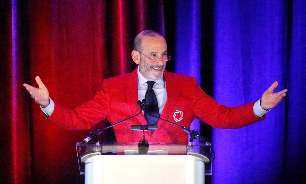 MLS Commissioner Don Garber introduces former commissioner Sunil Gulati during the induction...
