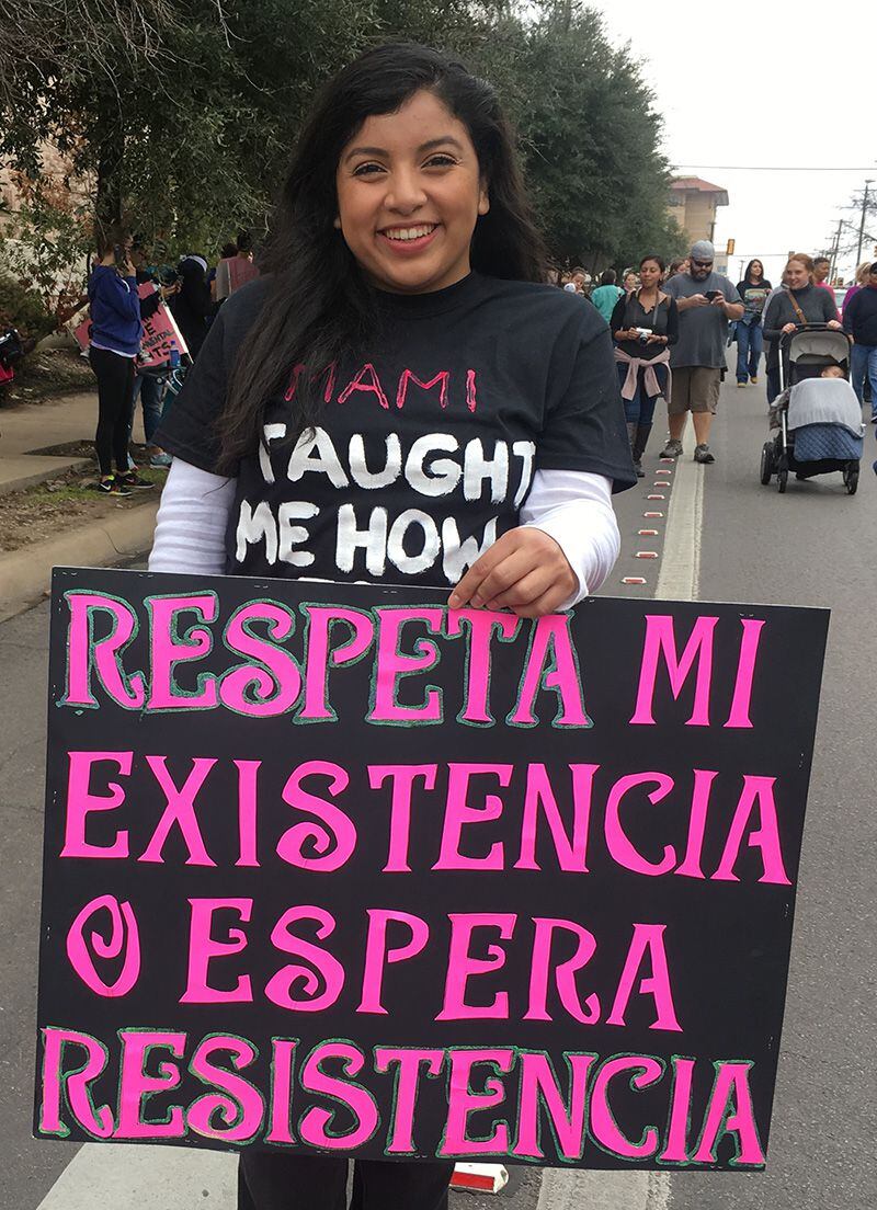 Andrea Javier, originaria de Guatemala participó para unirse en solidaridad con otras...