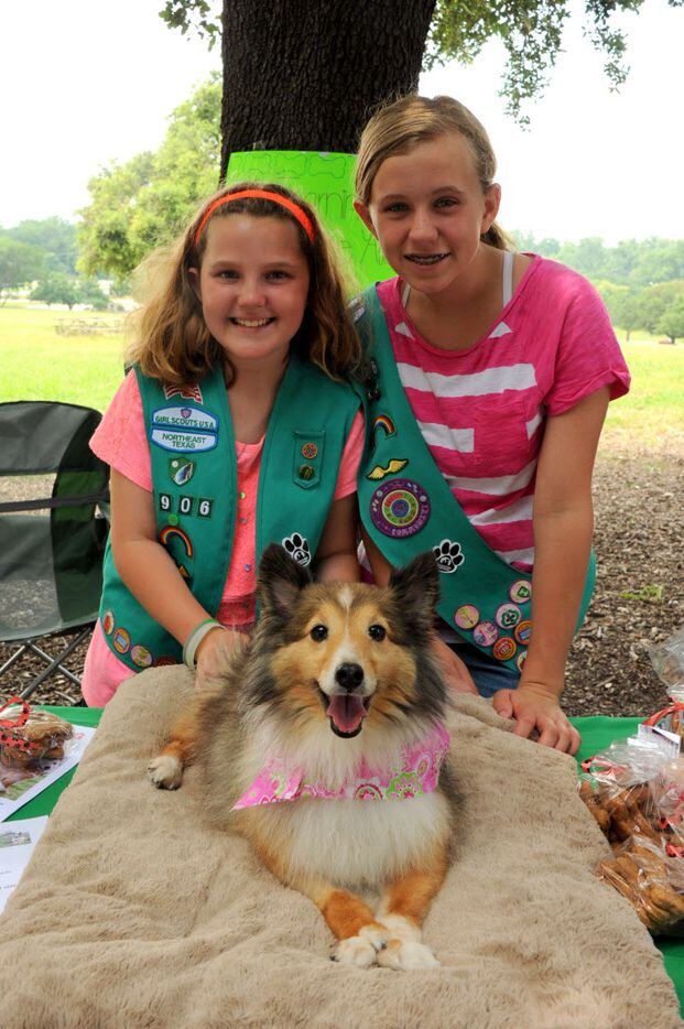 Girl scouts Allison Smith and Claire Clausen help raise awareness for special needs dogs at...