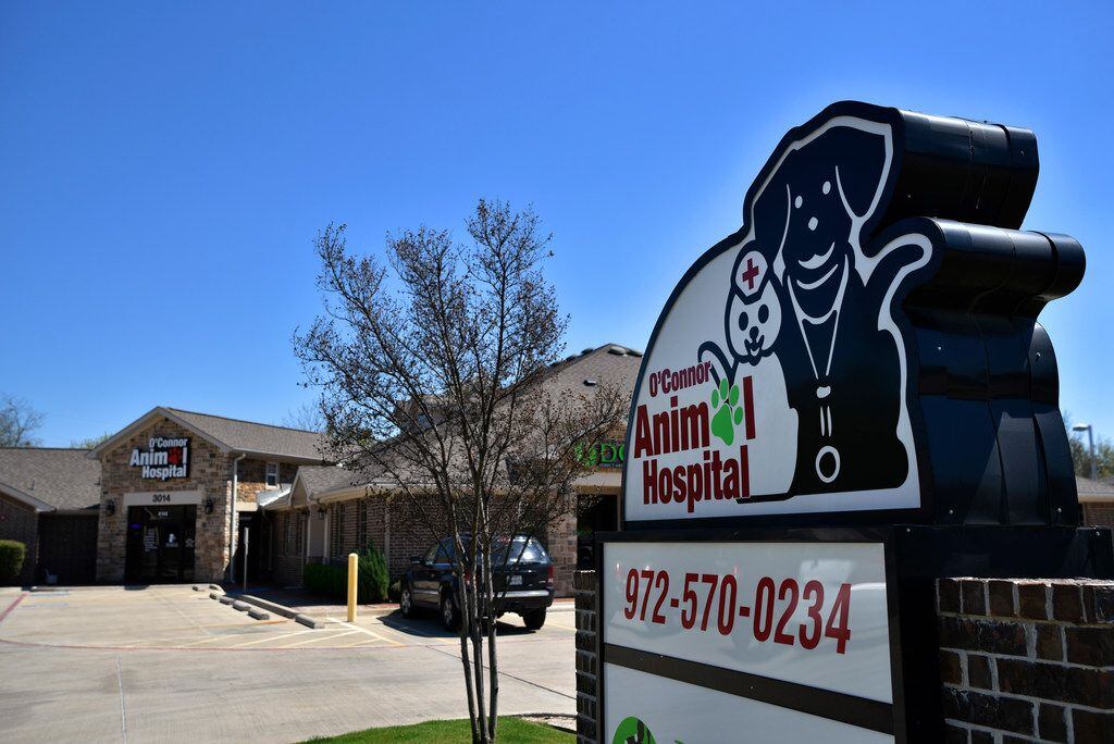 The store front of O'Connor Animal Hospital in Irving where a woman was mauled to death by...