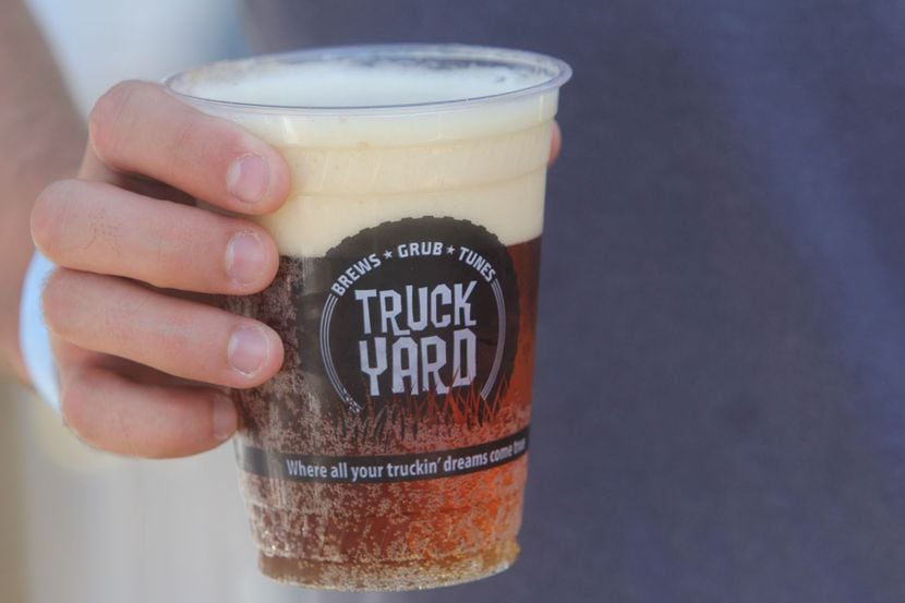 A cup of beer is pictured at the Truck Yard in Dallas.  