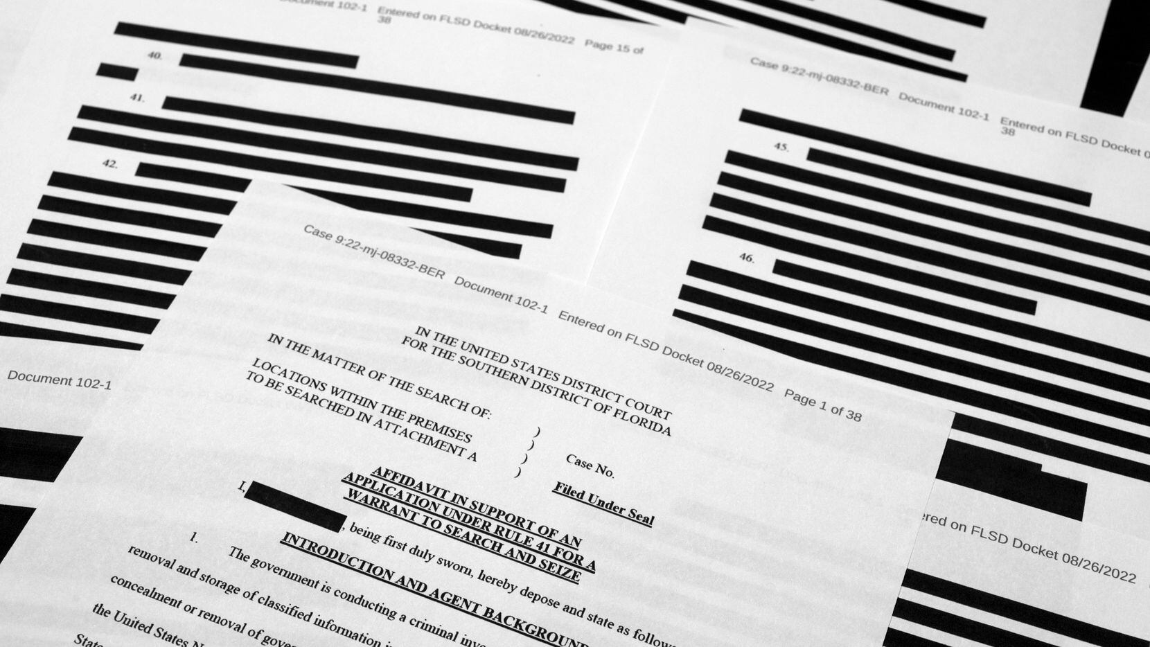 Pages from the affidavit by the FBI in support of obtaining a search warrant for former...