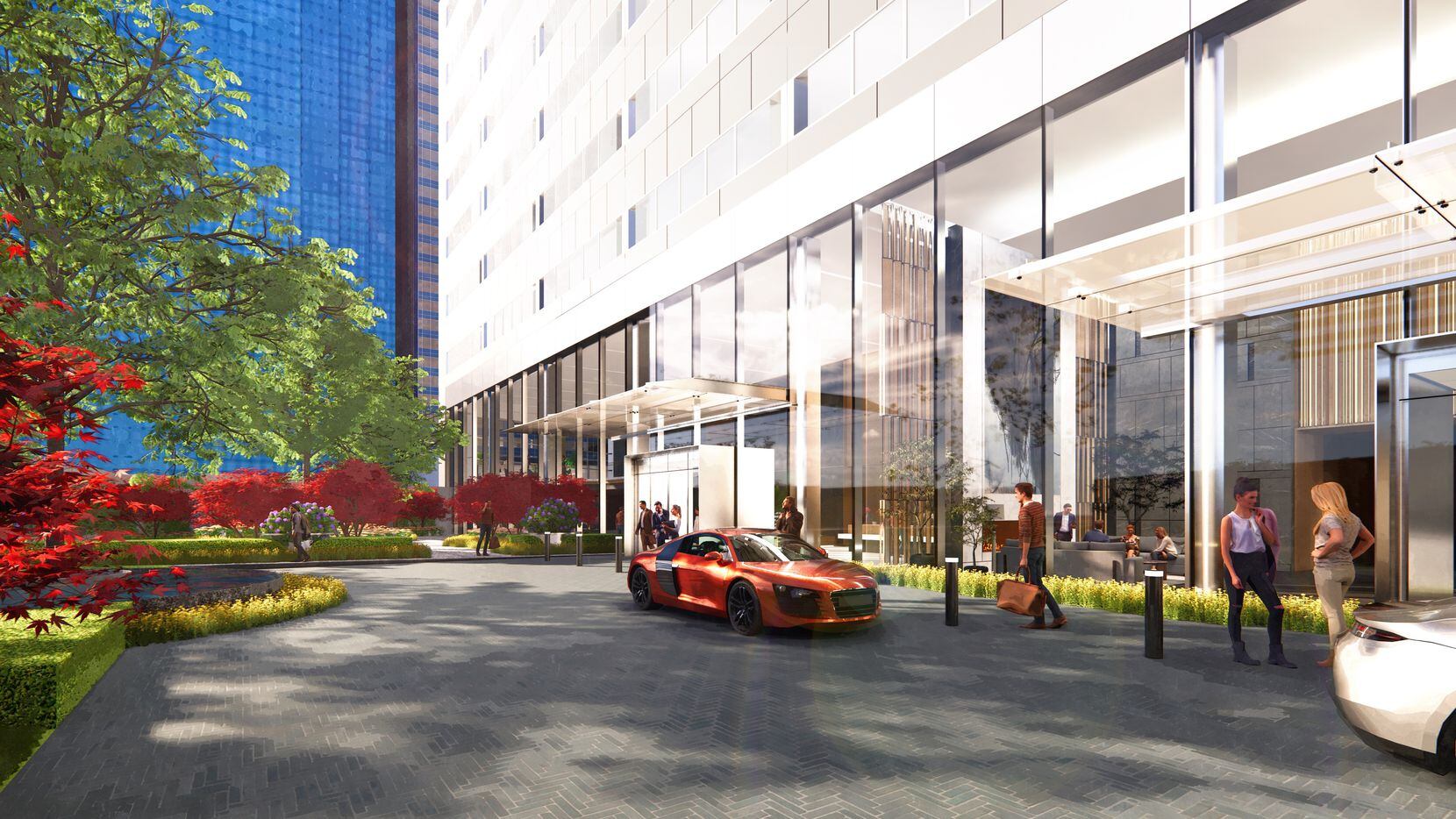 Renovation plans for downtown Dallas' Energy Plaza tower on Bryan Street include a new entry...
