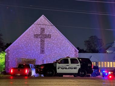 A heavy police presence was stationed late Saturday in front of the Christ the King Lutheran...