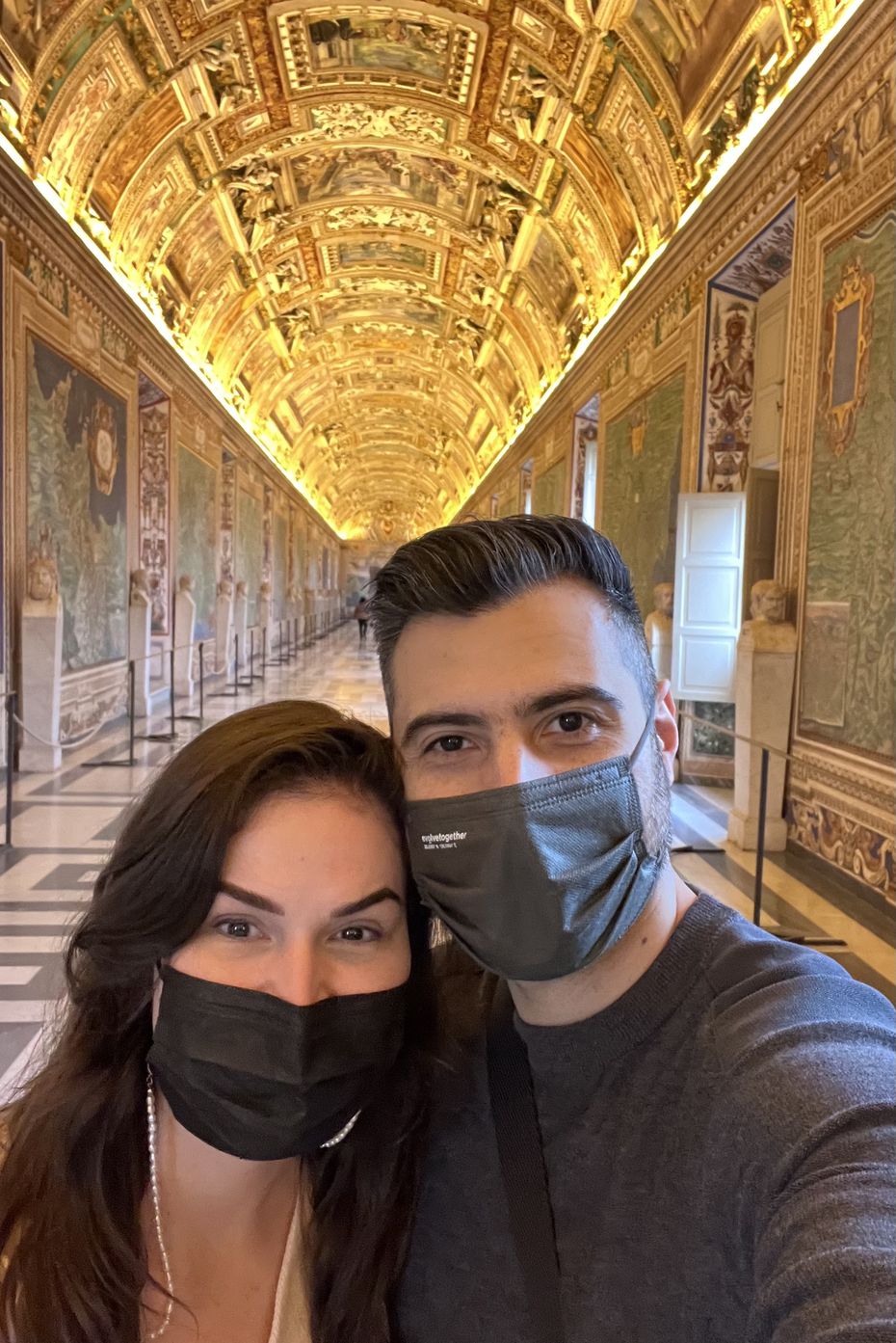Cristina Allala and Michael Mawoad visit the Vatican Museum in Vatican City during a trip to Italy in December 2021. A few days later while in Florence, the couple was diagnosed with COVID-19 and were transported to a hotel in a nearby city for a 10-day quarantine.