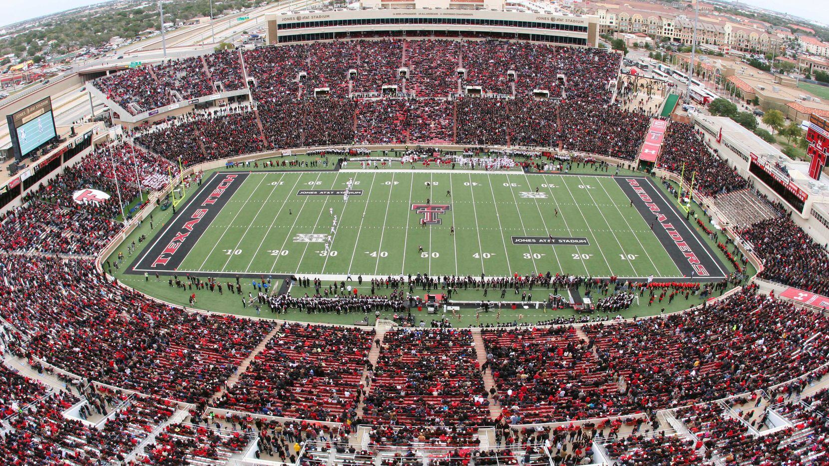A general view of Jones AT&T Stadium during a 2012 game between the Texas Tech Red Raiders...