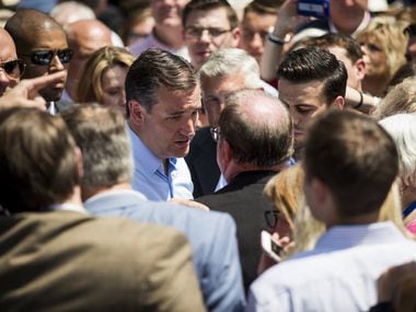 Texas Sen. Ted Cruz chats with supporters during on the third day of the Republican National...