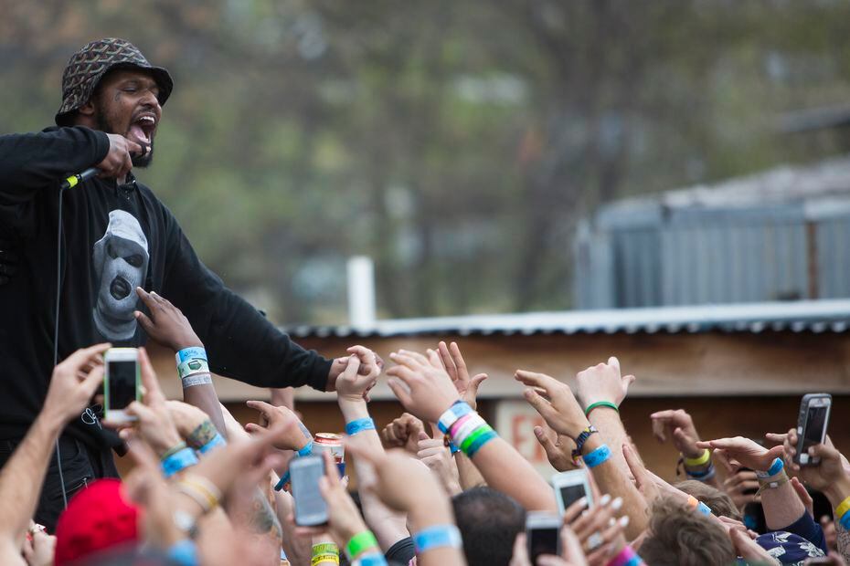Schoolboy Q performed during a SXSW "SPIN Magazine" showcase at Stubb's in Austin on March...