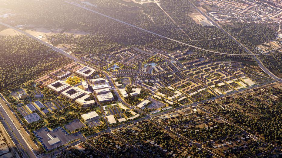 A conceptual rendering shows Hoque Global's plan to develop the 270-acre University Hills...